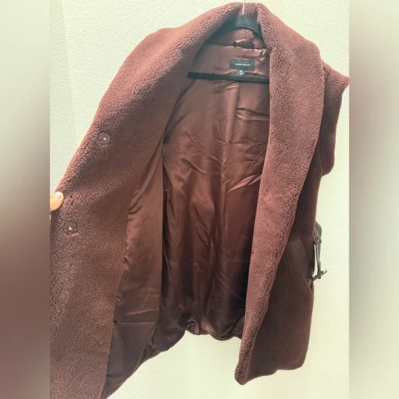 Karen Millen Deep Burgundy Teddy Sleeveless Belted Vest oversized 4 - Picture 10 of 12